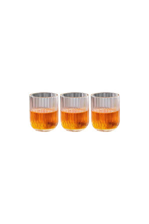 Çizgili Su,meşrubat,latte,nescafe, Smoothie Cam Bardak 3 Adet 260 Ml-2013