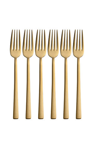 Mat Gold Yemek Çatal Seti 6 Adet Set, Paslanmaz Çelik Yemek Çatalı Seti