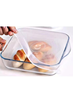 Silikon 2 Boy Kare Borcam Kapağı Ve Silikon Streç Kapak 6'lı Tencere Kupa Bardak Bonesi