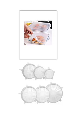 Silikon 2 Boy Kare Borcam Kapağı Ve Silikon Streç Kapak 6'lı Tencere Kupa Bardak Bonesi