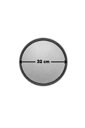 Gri Silikon Hamur Açma Matı 45 X 65 Cm, 32 Cm Pizza Tepsisi Ve Ahşap Saplı Hamur ve Pizza Kesici