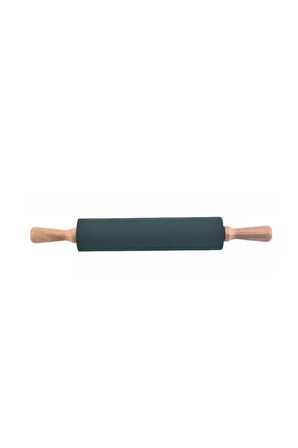 Gri 45x65 Cm Silikon Hamur Açma Matı Ve Bambu Saplı Silikon Merdane
