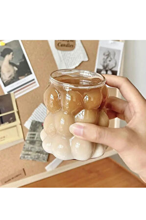350 ml Üzüm Bubble Cam Bardak Nescafe, Latte, Meşrubat Bardağı Çeyiz Listesi 6 Adet - 2431