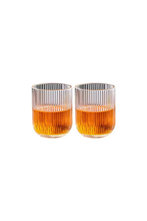 Çizgili Su,Meşrubat,Latte,Nescafe, Smoothie Cam Bardak 2 Adet 160 ML-2013