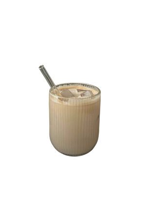 Çizgili Su,Meşrubat,Latte,Nescafe, Smoothie Cam Bardak 2 Adet 160 ML-2013