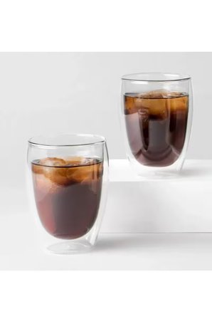 Yeni Tasarım Çift Cidarlı Borosilikat 350 ml Şeffaf Cam Bardak 4 Adet 2772