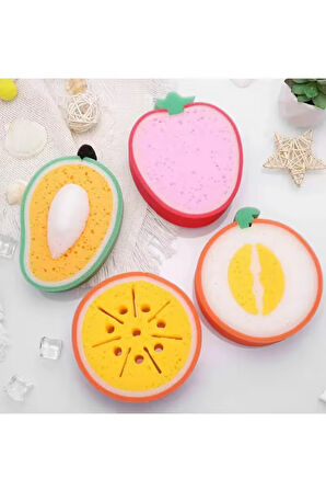2 Adet Meyve Şekilli Sevimli Bulaşık Süngeri,temizlik Süngeri Fırçası Portakal Ve Çilek Şekilli