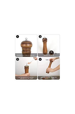 Bambu Gövdeli Komple Ahşap Tuz Karabiber Değirmeni Baharat Öğütücüsü Büyük Boy 30 Cm 2 Adet