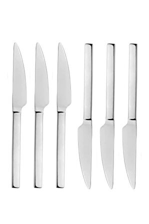 Parlak Gümüş Pasta Ve Tatlı Bıçağı Seti, Paslanmaz Çelik Kahvaltı Bıçak Seti 6 Adet, Kutulu