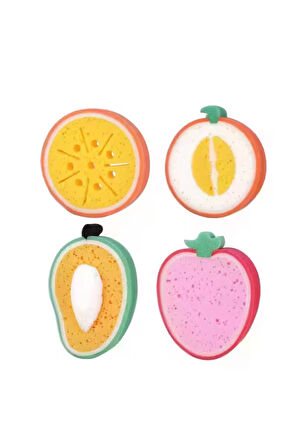 4 Adet Meyve Şekilli Sevimli Bulaşık Süngeri Ovma Silme Yumuşak Temizlik Süngeri Fırçası 4'lü