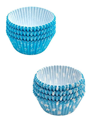 100 Adet Muffin Airfryer Cupcake Kağıdı, Mavi Tasarımlı Desenli Kağıt Muffin Kek Kalıbı - 1 Paket