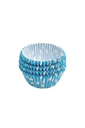100 Adet Muffin Airfryer Cupcake Kağıdı, Mavi Tasarımlı Desenli Kağıt Muffin Kek Kalıbı - 1 Paket