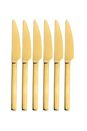 Gold 18 Adet Tatlı Çatal Kaşık Bıçak Seti - Kahvaltı Pasta Çatal Kaşık Bıçak Seti