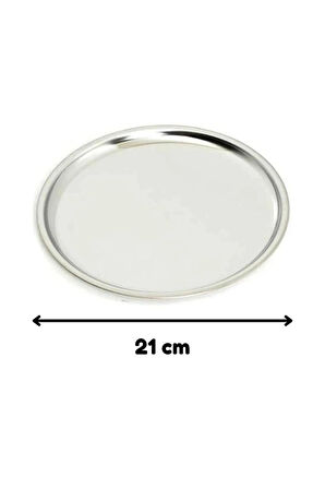 Paslanmaz Çelik 6 Adet 21 Cm Yuvarlak Servis, Pasta, Kurabiye, İkram Tabağı, Servis Tabağı 6 Adet