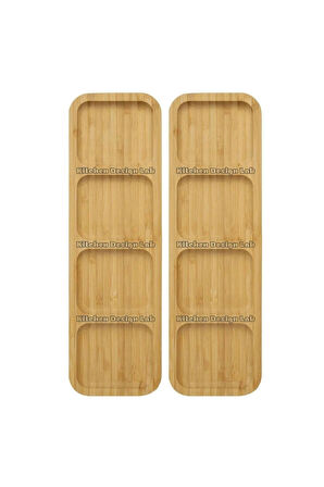 Bambu 4 Bölmeli Çerezlik Sunumluk Yağdanlık Şişe Standı 2 Adet