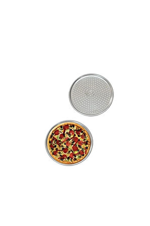 Küçük Boy Delikli Pizza Tepsisi Lahmacun Pide Tepsisi 28 cm 2 Adet