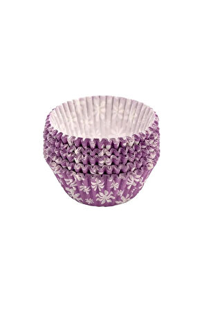 100 Adet Muffin Airfryer Cupcake Kağıdı, Mor Tasarımlı Desenli Kağıt Muffin Kek Kalıbı - 1 Paket