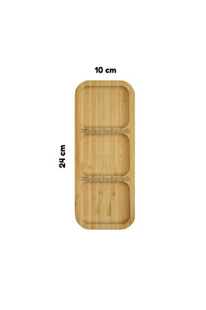 Bambu 3 Bölmeli Çerezlik Sunumluk Yağdanlık Şişe Standı 1 Adet