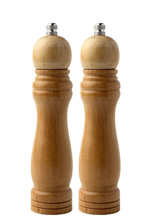 Bambu Gövdeli Komple Ahşap Tuz Karabiber Değirmeni Baharat Öğütücüsü Büyük Boy 21 Cm 2 Adet