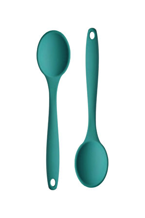 Yeşil Silikon Kaşık Büyük Boy Yanmaz Yapışmaz Silikon Kaşık Yeşil 1 Adet 27 Cm