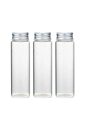 Metal Çevir Aç Kapaklı Cam Baharatlık Saklama Kabı 3 Adet-160 ml