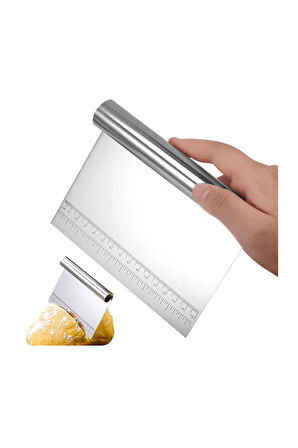 Siyah Silikon Ölçülü Çok Amaçlı Hamur Açma Matı 45 Cm X 65 Cm ve Ölçülü Çelik Hamur Kesme Spatulası