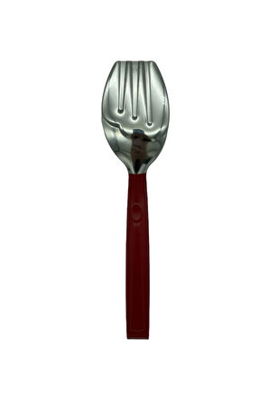 Lüks 3 Parça Gümüş Kırmızı Paslanmaz Çelik Makarna, Salata, Pasta Maşası Seti 18/10 Paslanmaz Çelik