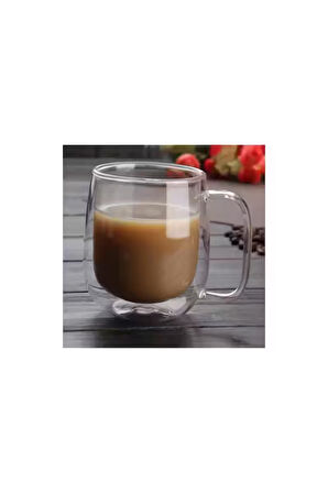 Çift Cidarlı Borosilikat Cam Nescafe,latte,filtre Kahve,süt,bitki Çayı Kupası 300 ml 4 Adet 2769