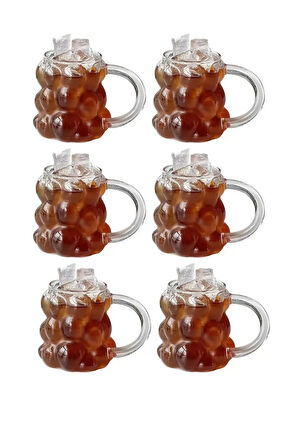 350 ml Üzüm Bubble Cam Bardak Nescafe, Latte, Meşrubat Kupa Bardağı Çeyiz Listesi 6 Adet - 2430
