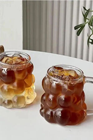 350 ml Üzüm Bubble Cam Bardak Nescafe, Latte, Meşrubat Kupa Bardağı Çeyiz Listesi 6 Adet - 2430