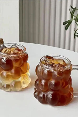 Yeni Nesil 350 ml Üzüm Tasarımlı Borosilikat Cam Nescafe, Latte, Meşrubat Kupa Bardağı 3 Adet - 2430