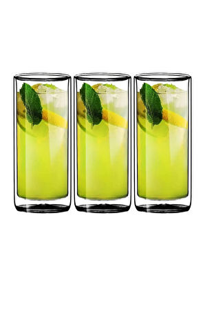Uzun Cam Su,Latte,Meşrubat,Smoothie  Bardağı Seti 270 ML 3 Adet 2325