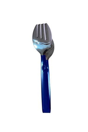 3 Parça Gümüş Mavi Paslanmaz Çelik Makarna, Salata, Pasta Maşa Seti Paslanmaz Çelik