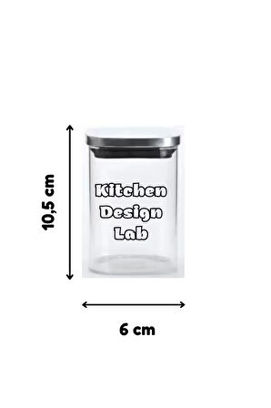 Vakum Krom Kapaklı Kare Cam Kavanoz 6,5x10,5 Cm - 300 Ml Cam Baharatlık Saklama Kabı 12 Adet