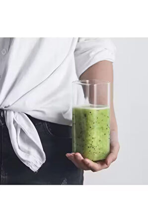 Yeni Stil Kare Cam Latte,Kahve,Meşrubat,smoothie Bardağı 400 ML 4 Adet