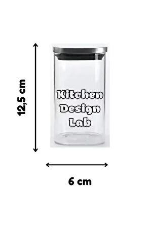 Vakum Krom Kapaklı Kare Cam Kavanoz 6,5x12,5 Cm - 350 Ml Cam Baharatlık Saklama Kabı 12 Adet