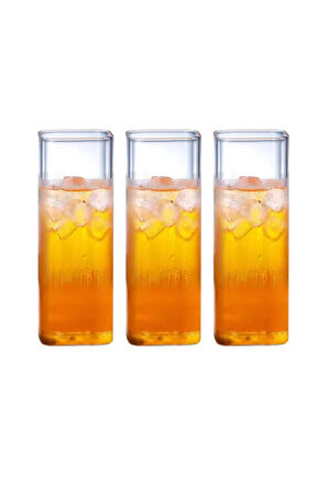 Yeni Stil Kare Cam Latte,Kahve,Meşrubat,smoothie Bardağı 450 ML 3 Adet