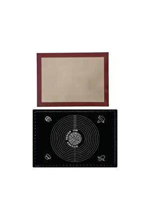 1. Sınıf Isıya Dayanıklı Hamur Pişirme Altlığı Ve Ölçülü Hamur Açma Matı 45 Cm X 65 Cm Siyah