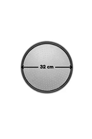 Siyah Hamur Açma Matı 45 X 65 Cm, 32 Cm Pizza Tepsisi Ve Ahşap Uzun Saplı Hamur ve Pizza Kesici