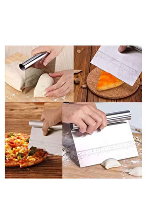 Mor Silikon Ölçülü Çok Amaçlı Hamur Açma Matı 45 Cm X 65 Cm ve Ölçülü Çelik Hamur Kesme Spatulası