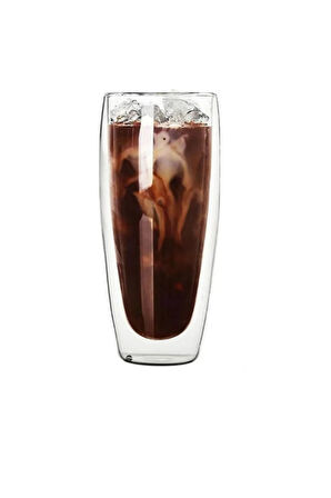 Çift Cidarlı Uzun Meşrubat,Kokteyl,Latte 320 ML Cam Bardak Seti 6 Adet 2324