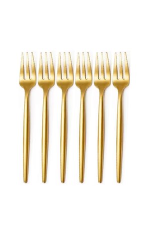 Gold Limon Ve Fondü Çatalı, Gold 6'lı  Çatal Takımı 13 Cm