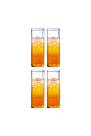 Yeni Stil Kare Cam Latte,Kahve,Meşrubat,smoothie Bardağı 450 ML 4 Adet