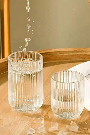 Çizgili Su,meşrubat,latte,nescafe, Smoothie Cam Bardak 4 Adet 260 Ml-2013