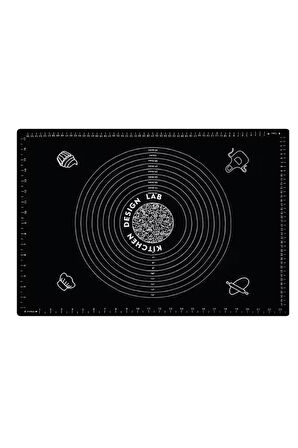 2'li Set Siyah 45x65 Cm Silikon Hamur Açma Matı Ve Kullan At Krema Torbası