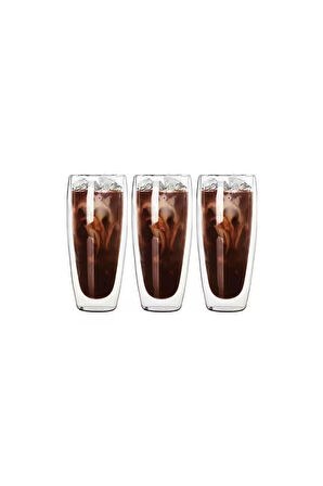 Çift Cidarlı Uzun Meşrubat,Kokteyl,Latte 320 ML Cam Bardak Seti 2 Adet 2324
