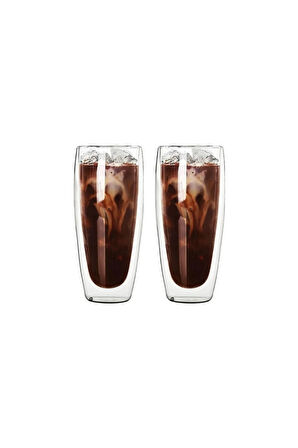 Çift Cidarlı Uzun Meşrubat,Kokteyl,Latte 320 ML Cam Bardak Seti 2 Adet 2324