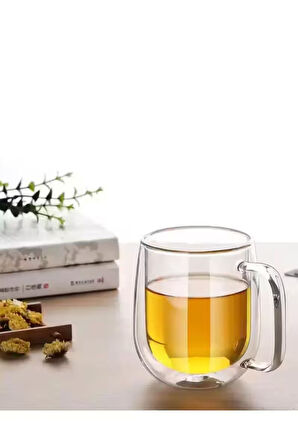 Çift Cidarlı Borosilikat Cam Nescafe,latte,filtre Kahve,süt,bitki Çayı Kupası 300 ml 6 Adet 2769