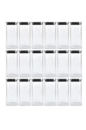 Vakum Krom Kapaklı Kare Cam Kavanoz 6,5x15,5 Cm - 450 Ml Cam Baharatlık Saklama Kabı 18 Adet