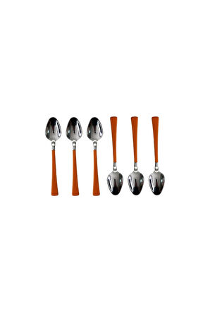 Gümüş Turuncu Çay Ve Kahve Kaşığı 6 Adet, Kutulu, Paslanmaz Çelik 18/10 Çay Kaşığı Seti